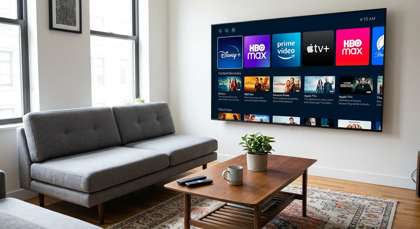 Alternative for Netflix streaming services displayed on smart TV screen
