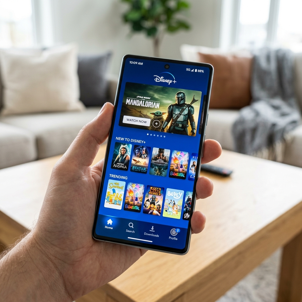 Disney Plus app interface showing how to access watch history settings