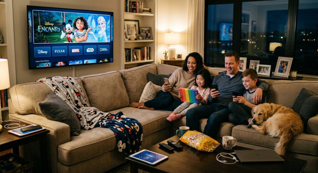 How to share play Disney Plus with family members watching on multiple devices