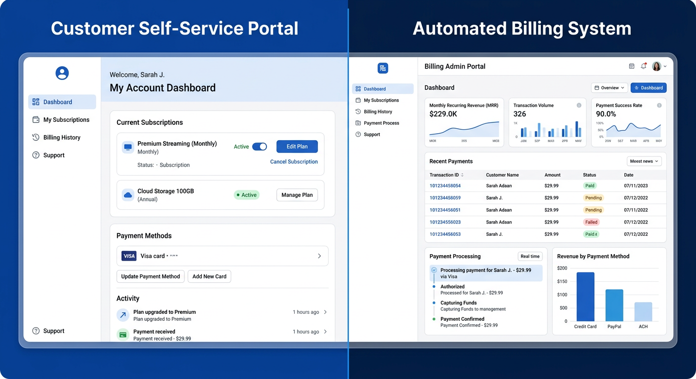 ecommerce subscription platform features including customer portal and billing automation