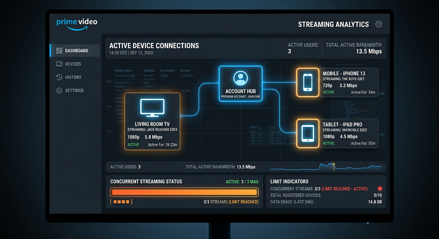 Amazon Prime simultaneous streaming limits - can two people watch at same time visualization
