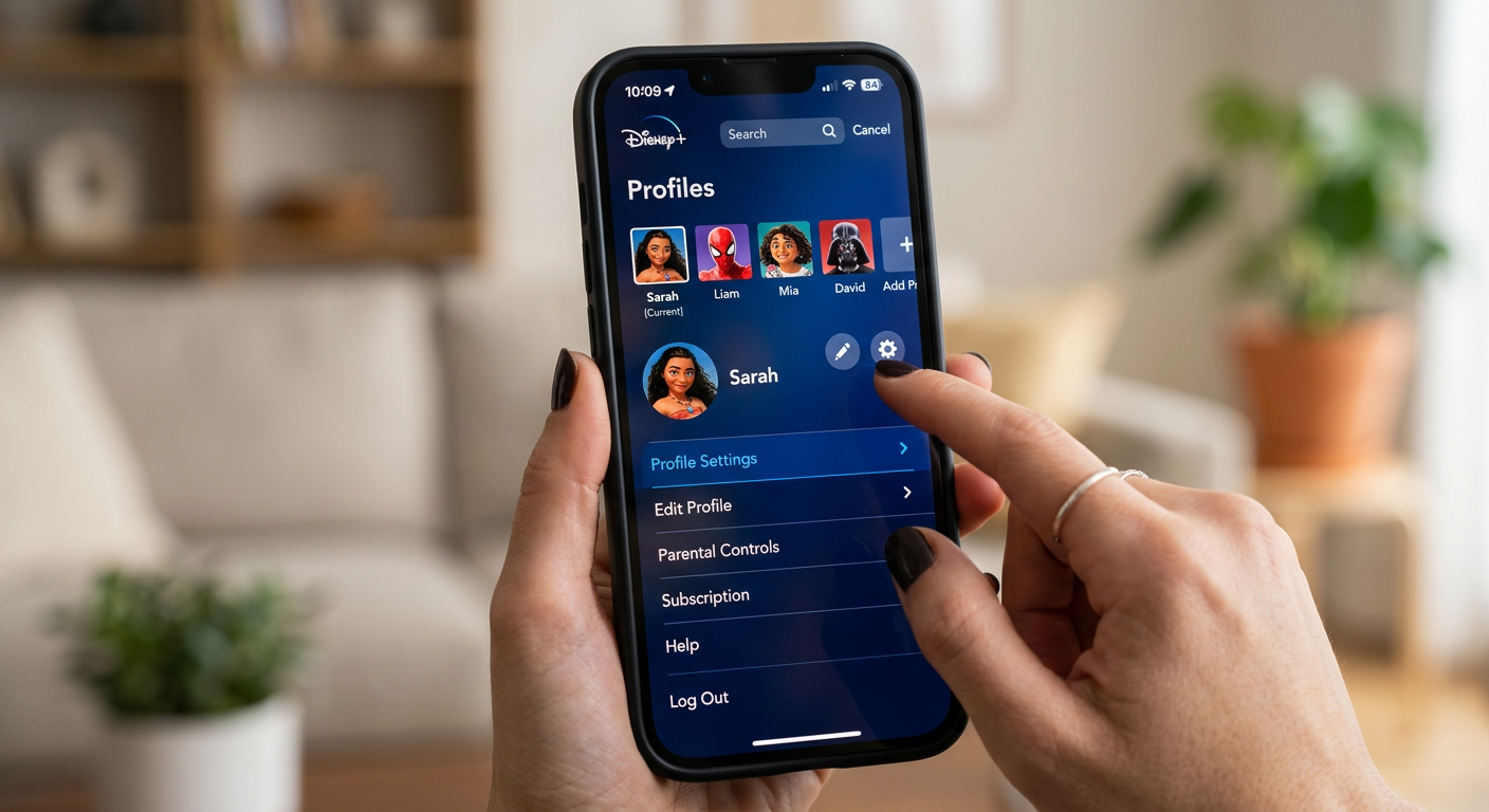 Disney Plus sharing account profile management settings interface