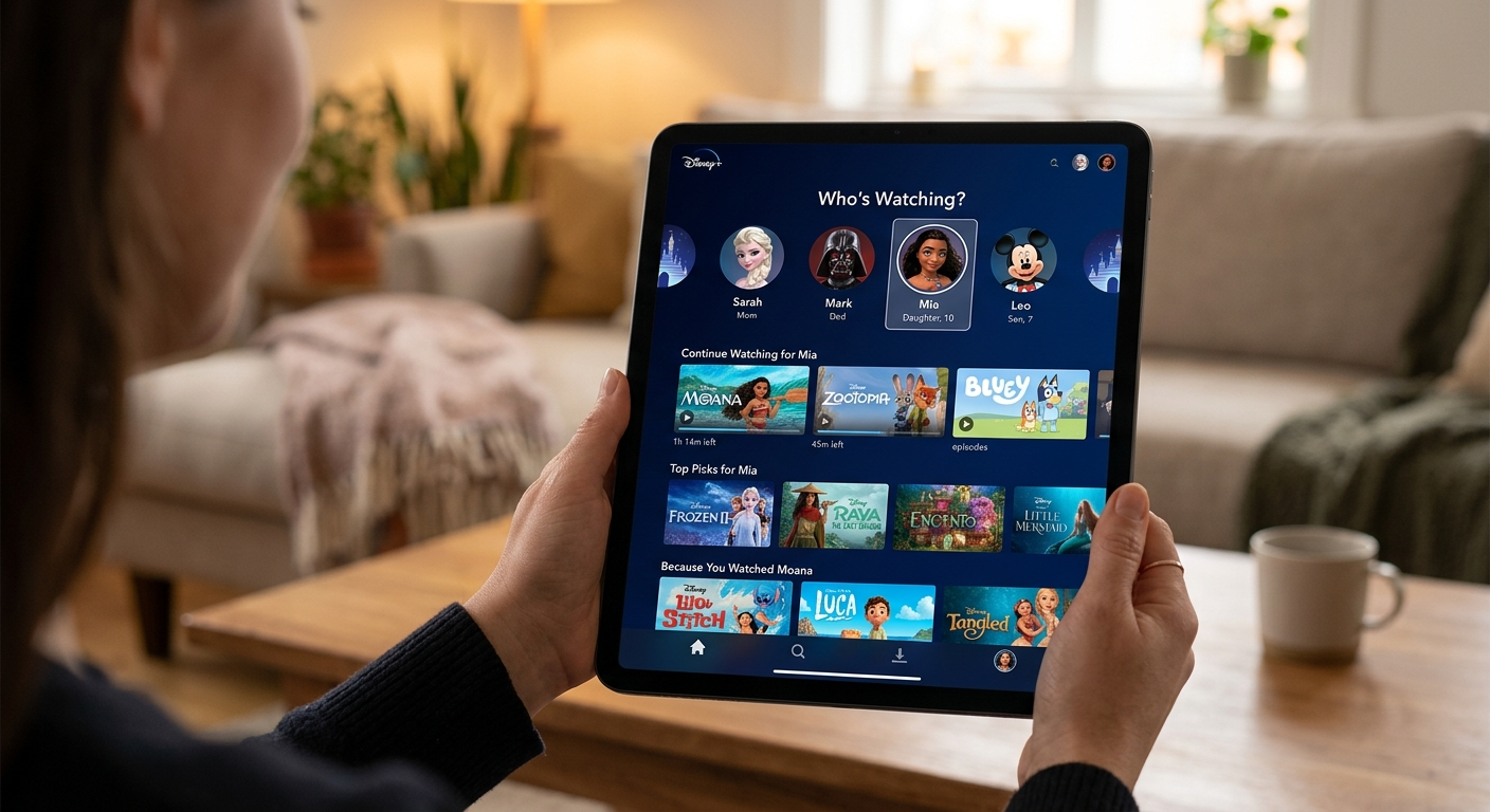 Disney Plus profile management showing legal ways to get around Disney Plus household sharing limits