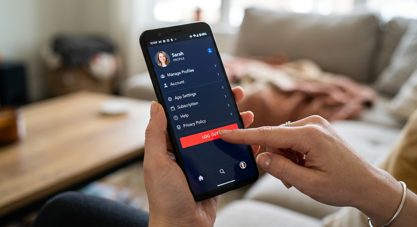 Disney Plus log out button on mobile app profile menu screen