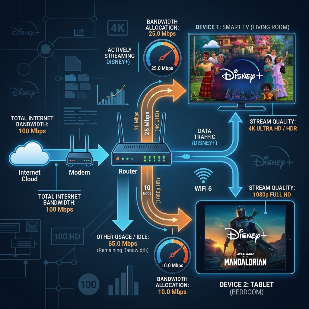 Bandwidth requirements when two people watch Disney Plus at the same time