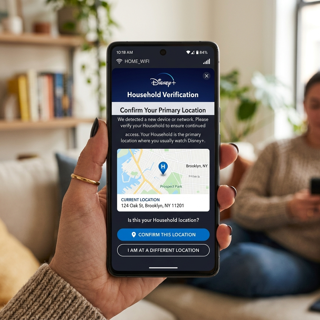 Disney Plus household verification screen for authorized account sharing