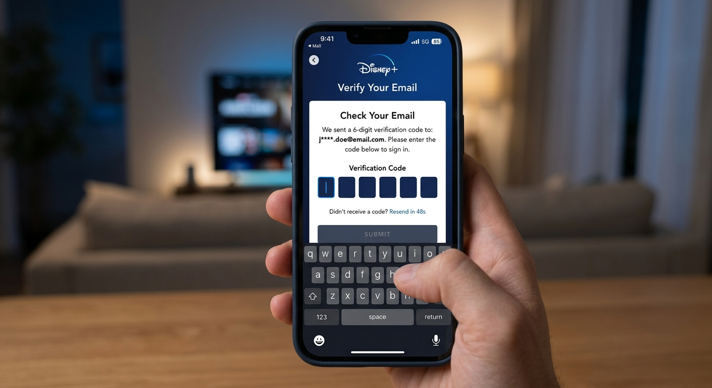 Disney Plus verification screen for sharing Disney Plus account outside household