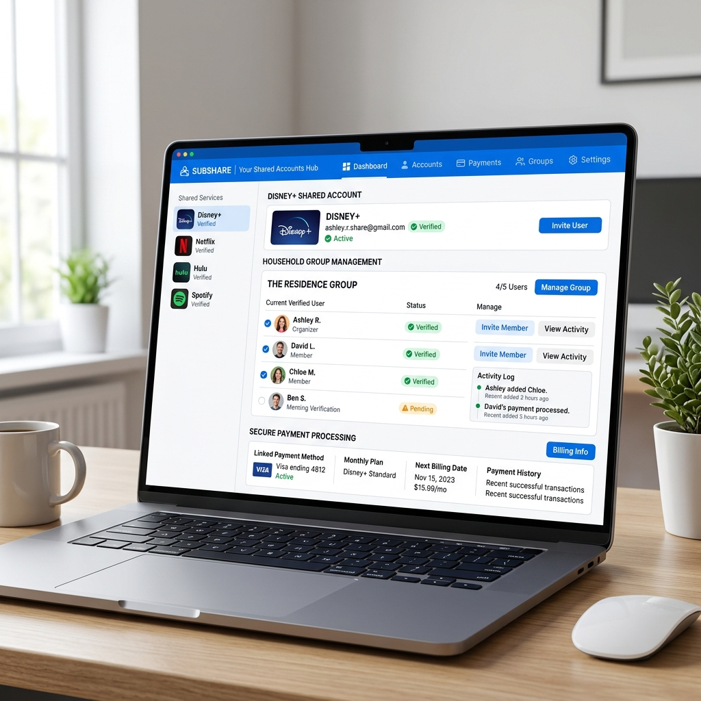 Subscription sharing platform showing safe ways to get around Disney Plus household restrictions legally