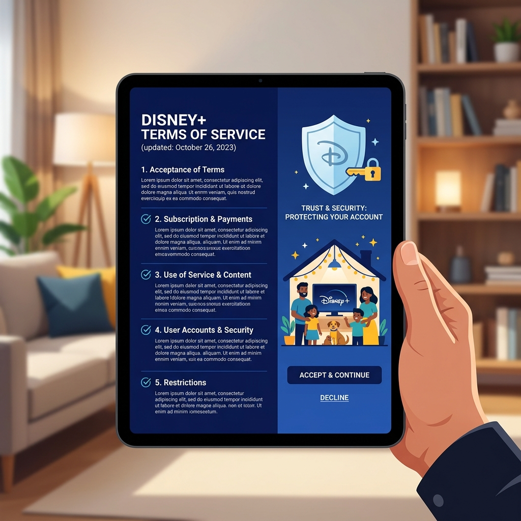 Disney Plus terms of service guidelines for how to share play Disney Plus legally