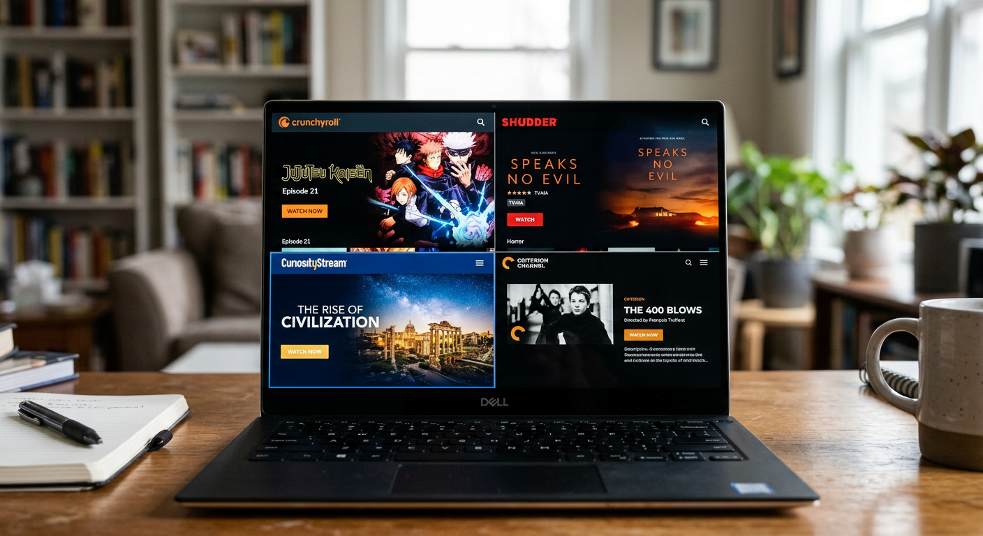 Niche alternative for Netflix platforms showing specialized content categories