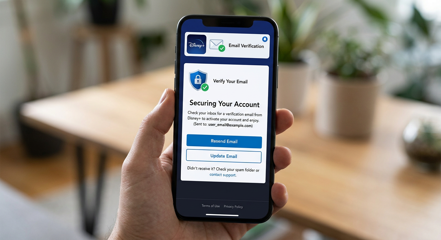 Disney account sharing verification process on mobile device