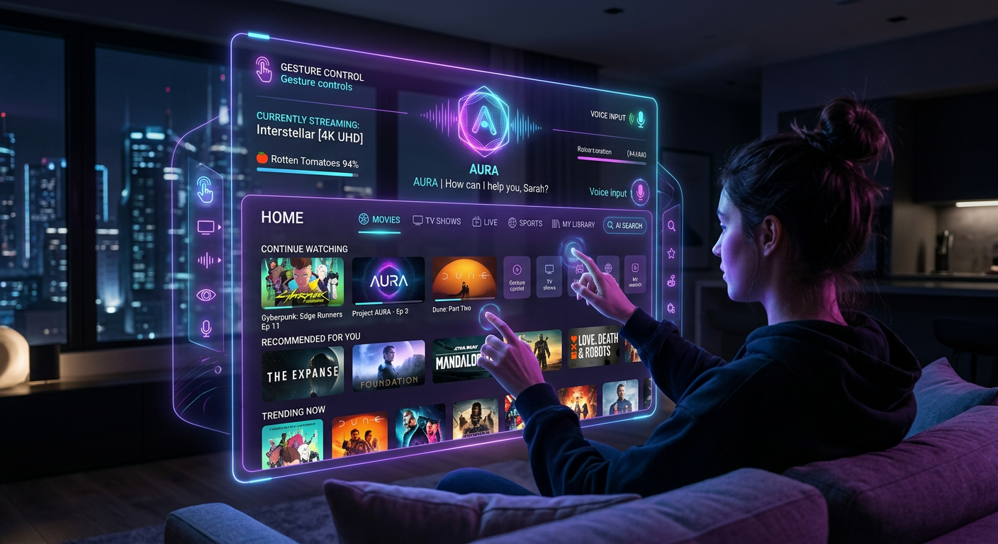 Futuristic subscription sites interface with AI and interactive features