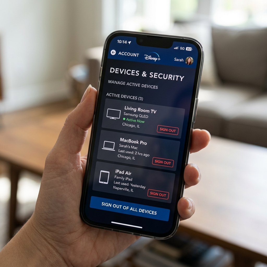 How to logout of Disney Plus on TV remotely through mobile account management