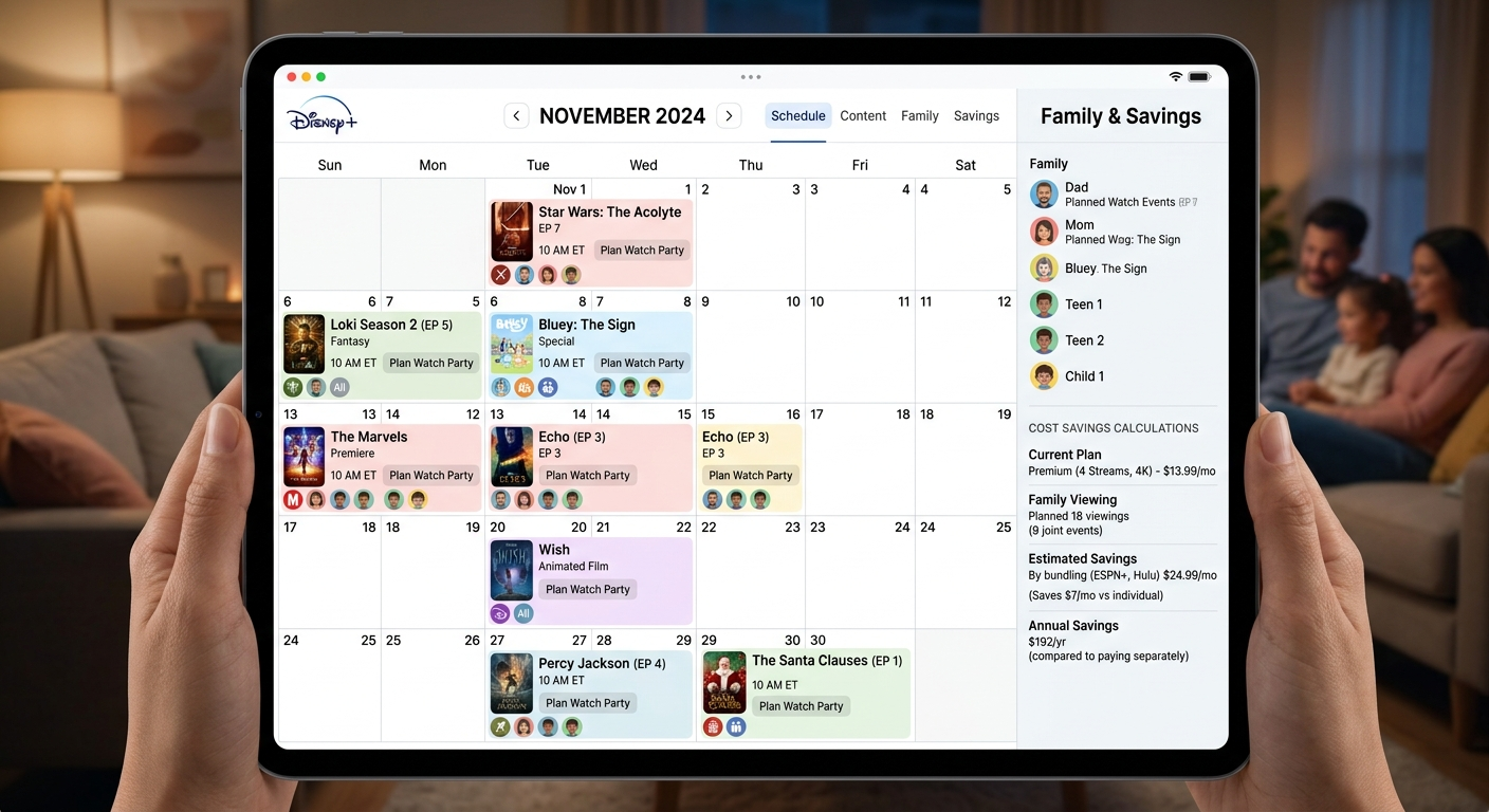 Strategic subscription calendar showing legitimate alternatives to bypass Disney Plus household restrictions