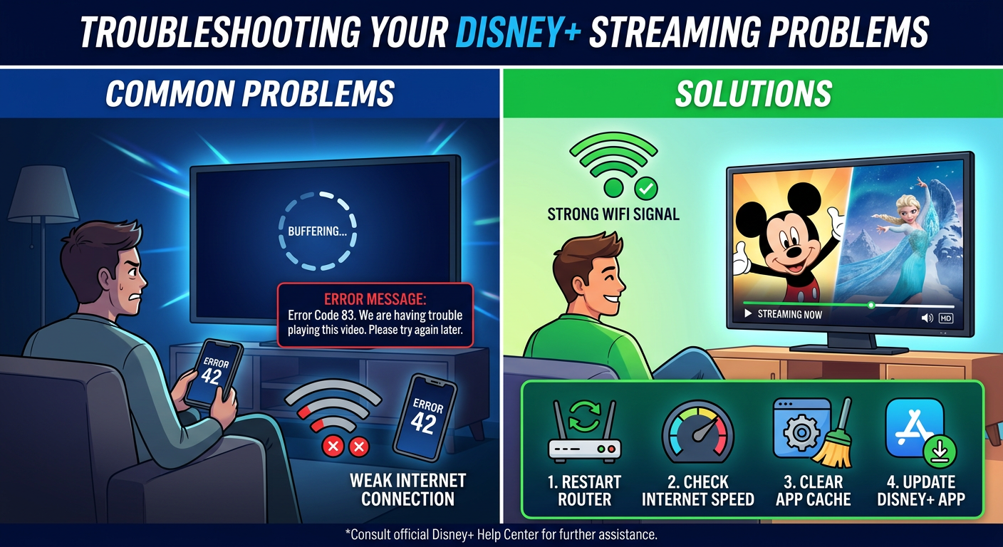 Troubleshooting guide for how to share play Disney Plus streaming problems and solutions