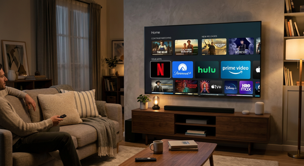 Watch No Strings Attached free online through multiple streaming platforms displayed on smart TV