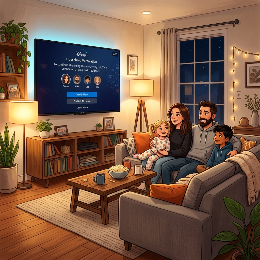 What does update household on Disney Plus mean - verification screen displayed on smart TV