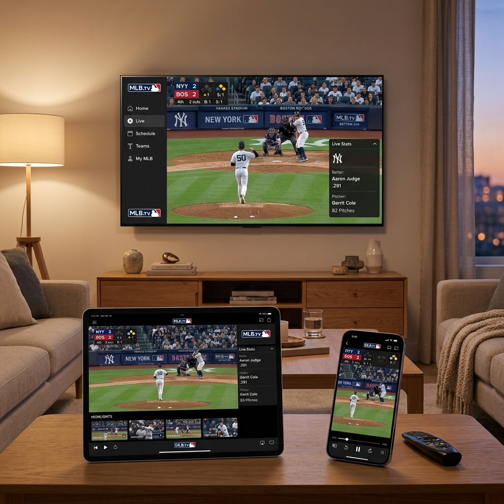 Can you share an MLB TV subscription across multiple devices showing streaming interface