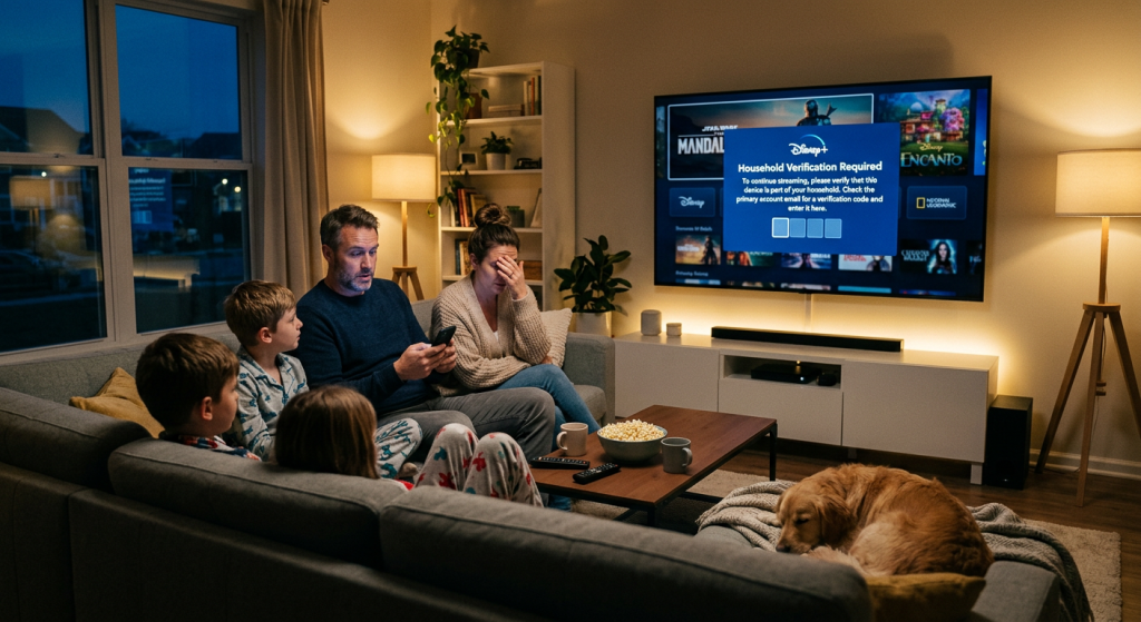 Disney Plus policy change household verification screen on TV