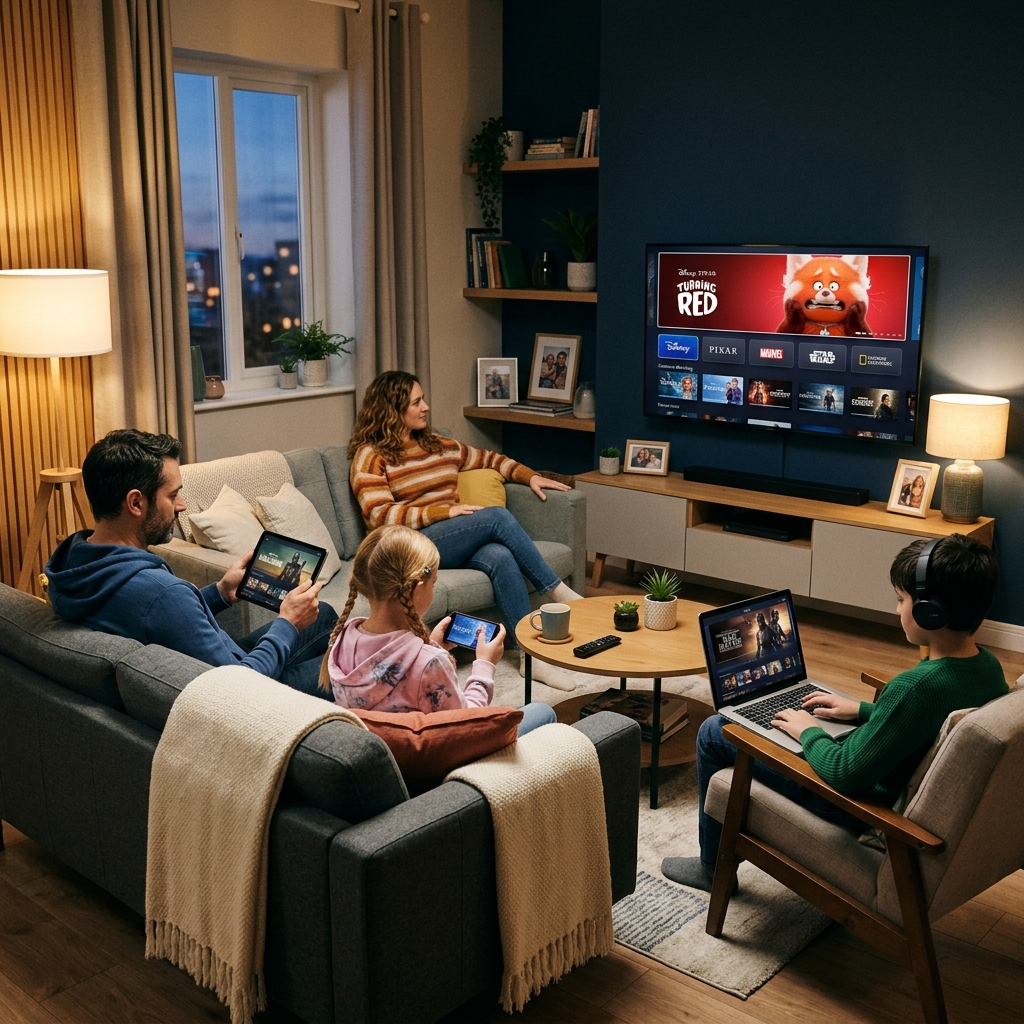 Disney Plus household limit demonstrated with four simultaneous streams on different devices