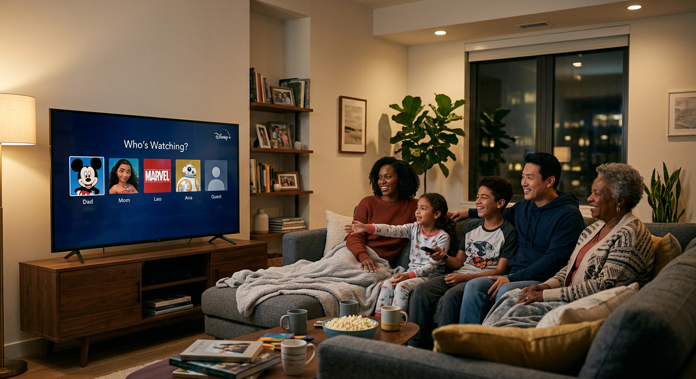 Disney Plus sharing password within household family streaming together