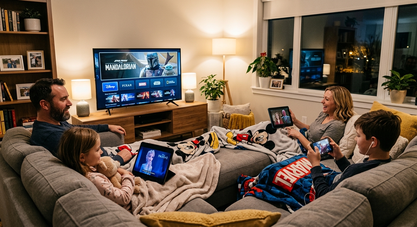 Share play Disney Plus family streaming on multiple devices simultaneously