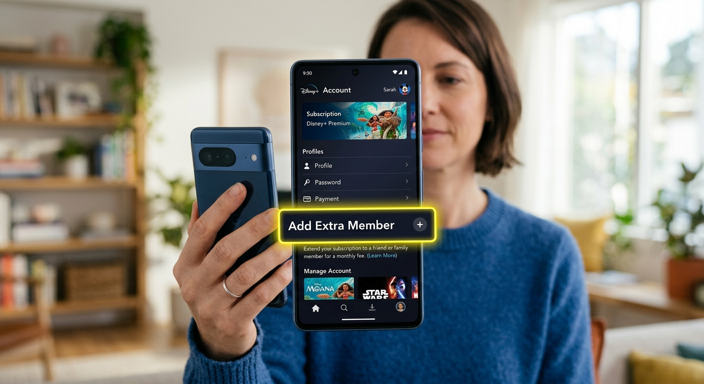 How to add an extra member on Disney Plus mobile app interface