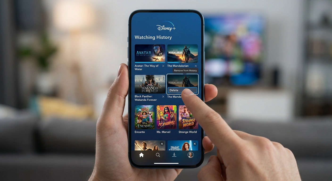 How to clear Disney Plus watch history on mobile app interface