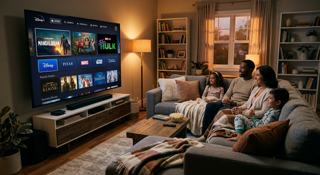 Family watching Disney Plus avoiding away from home limit restrictions