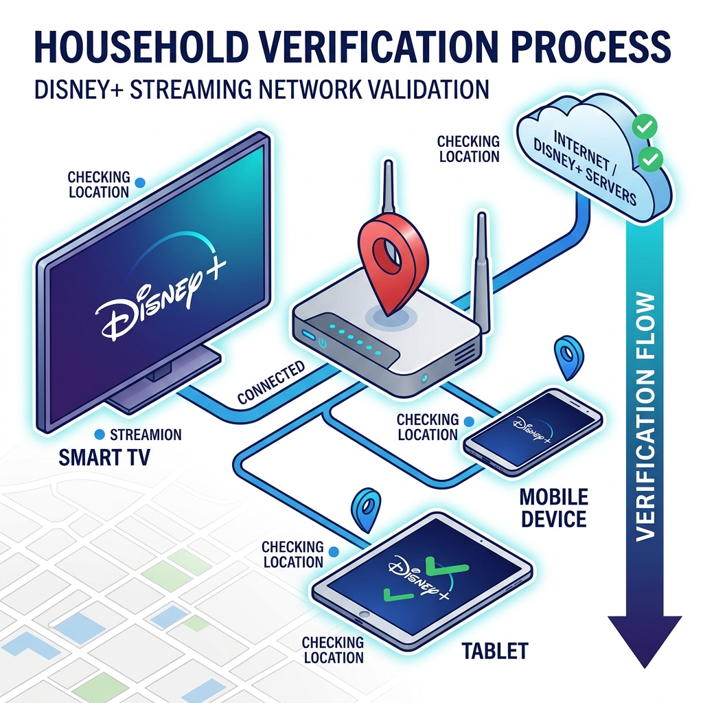 Disney Plus not part of household verification technology network diagram