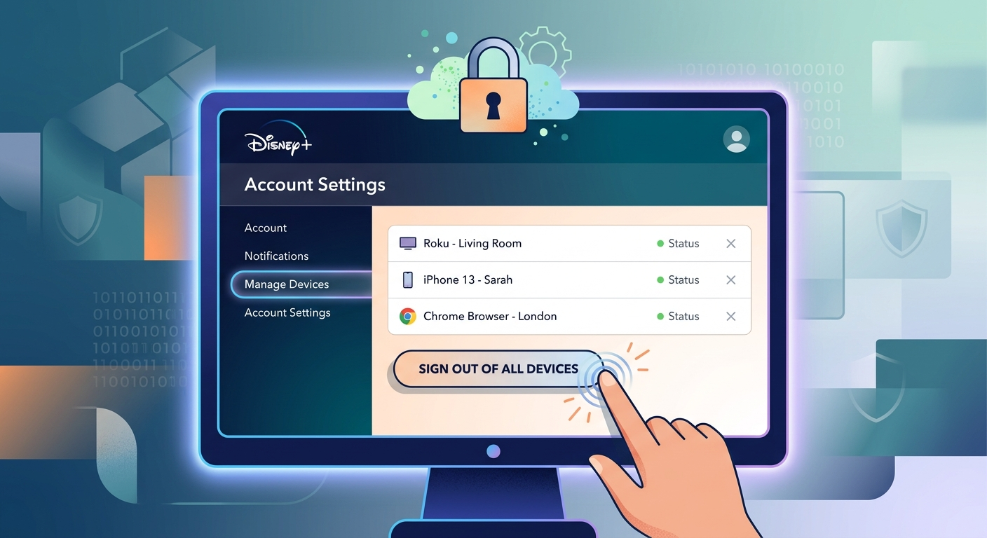 Disney Plus sign out of devices button being clicked for account security