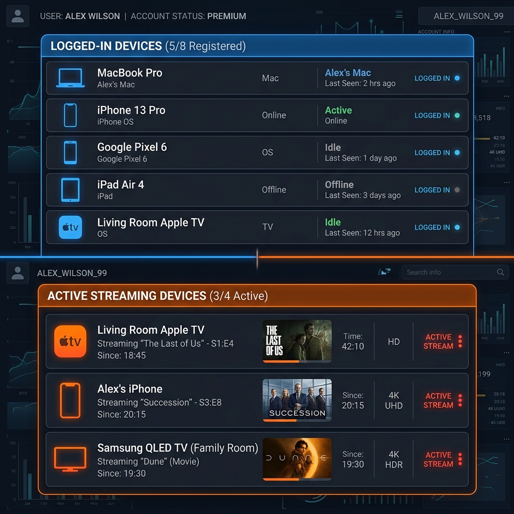 Infographic explaining how many devices can be logged in Disney Plus versus streaming limits