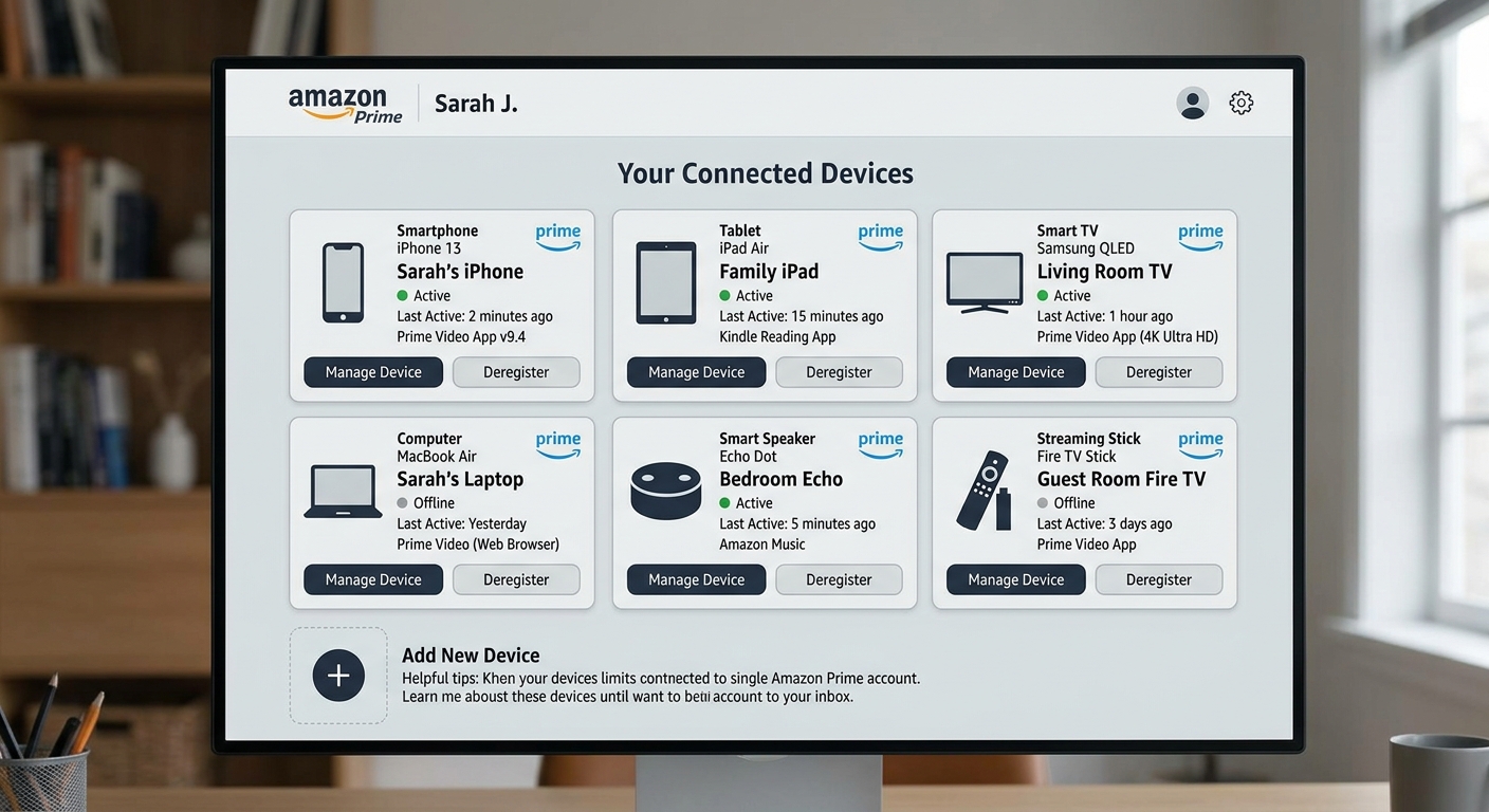 multiple devices registered on amazon prime account showing streaming flexibility