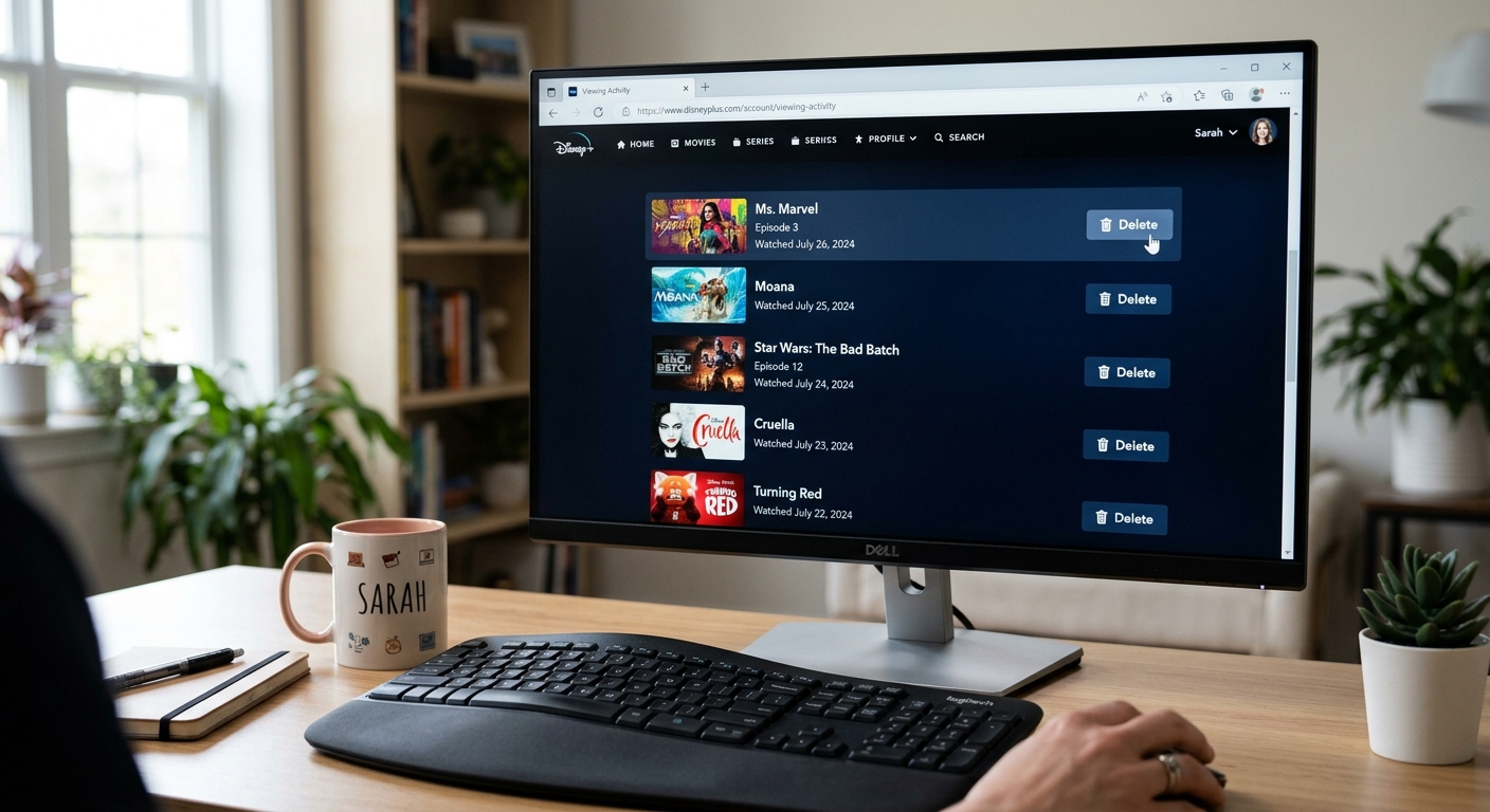 How to clear Disney Plus watch history on desktop web browser