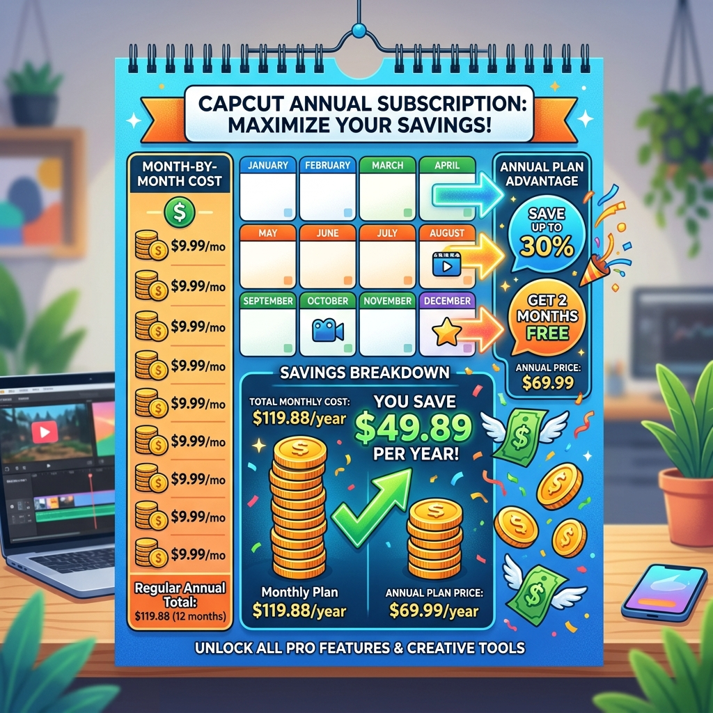 CapCut cheap subscription annual savings breakdown showing cost comparison