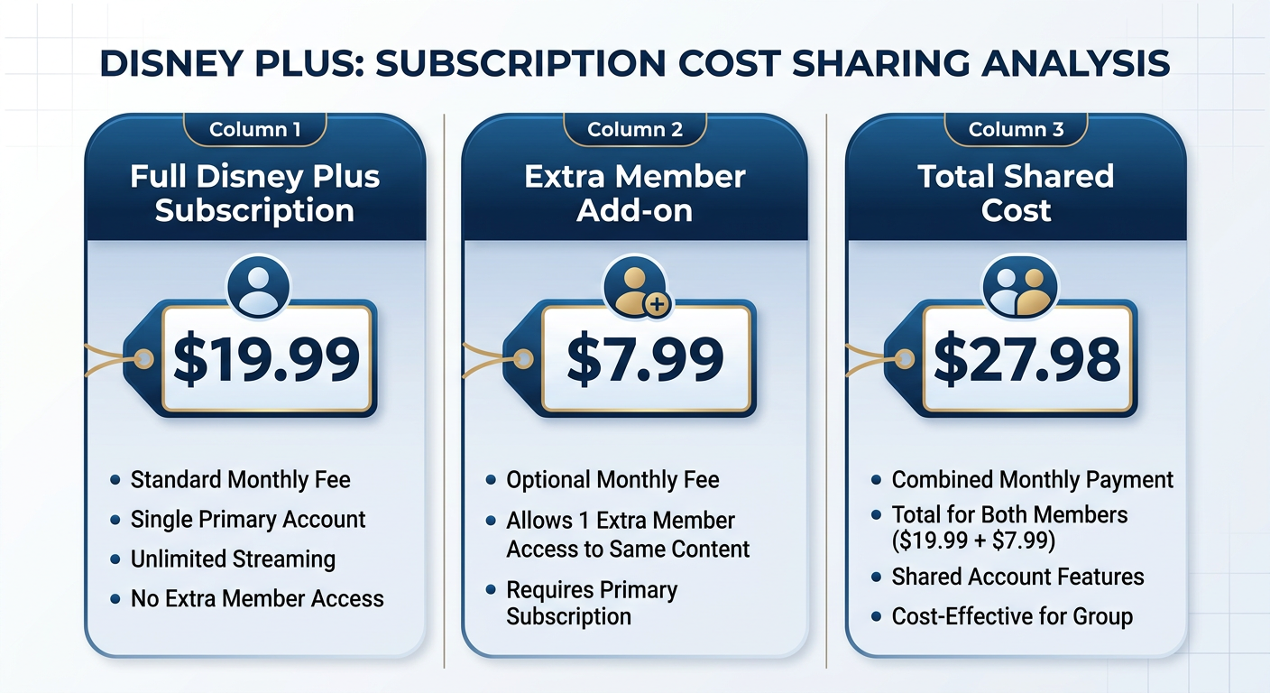 Pricing chart for Disney Plus invite an extra member feature costs
