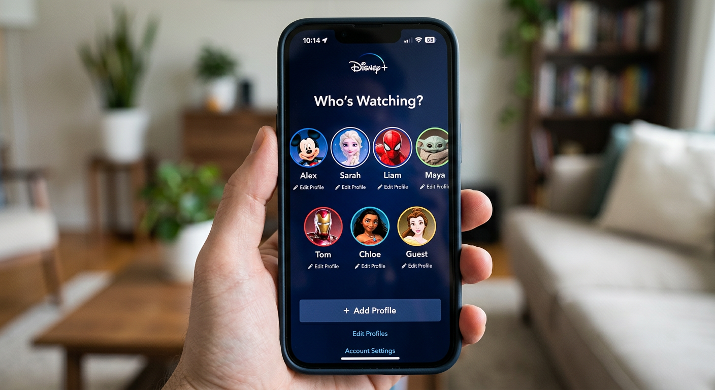 Disney Plus profile setup screen showing how many devices can be logged into Disney Plus with multiple users