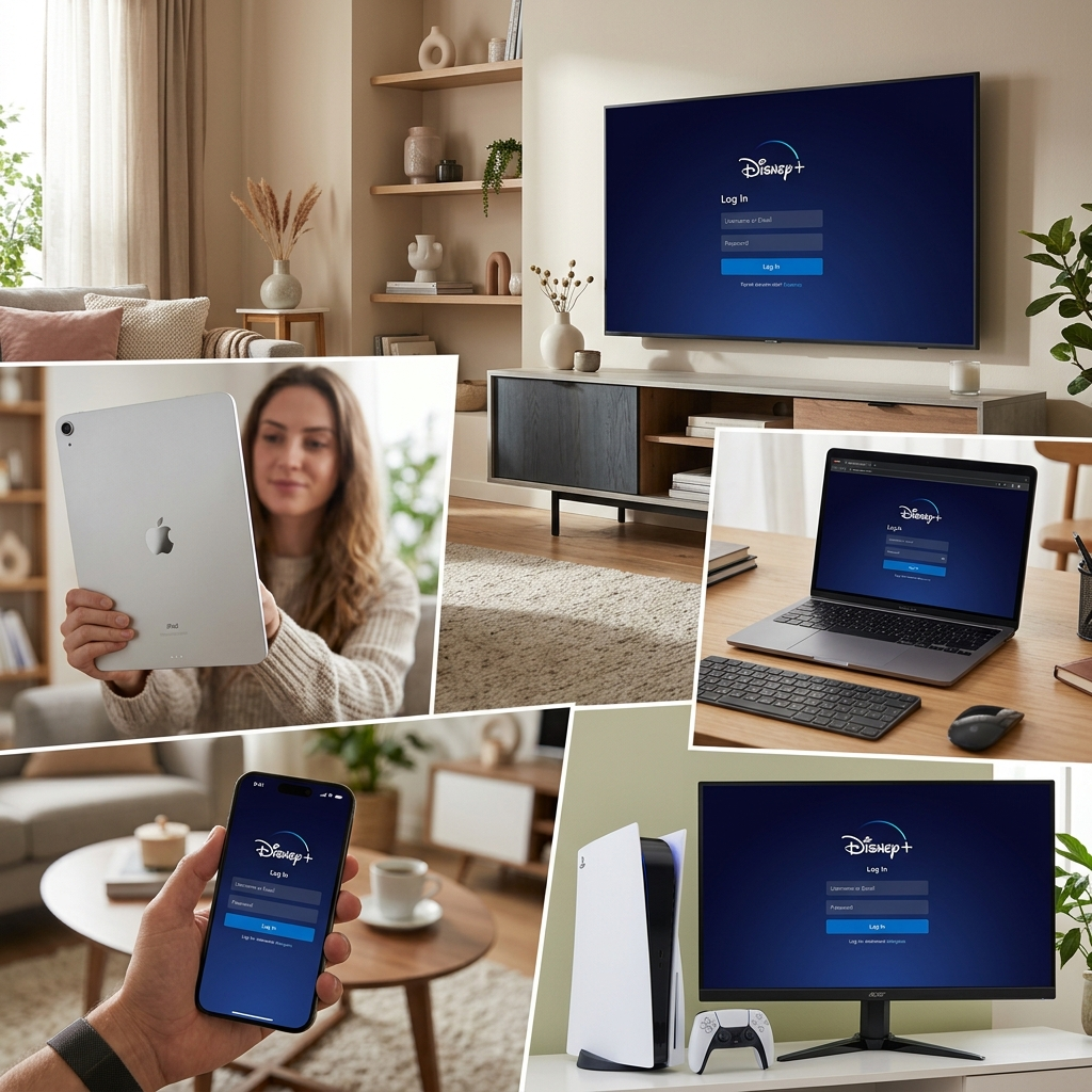 Multiple devices showing Disney Plus login compatibility and how many people can log into Disney Plus