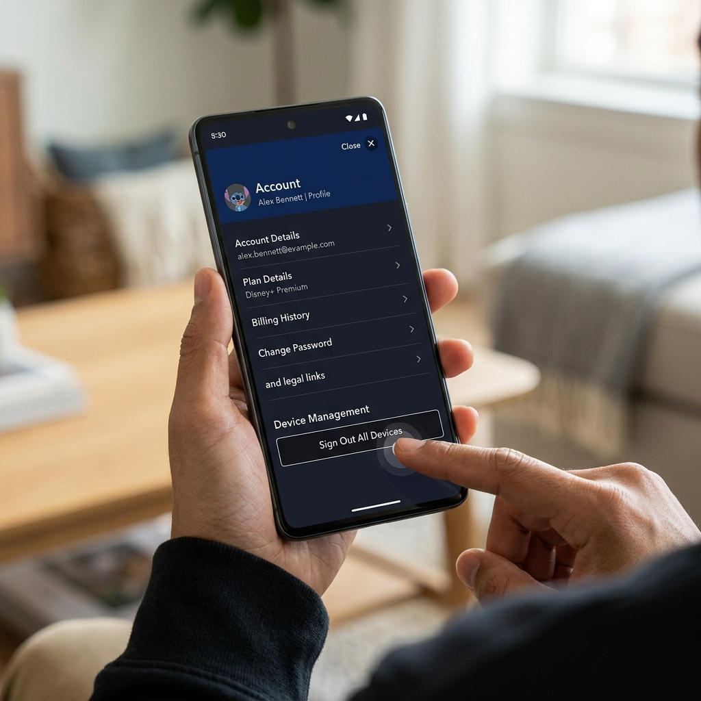 can you remotely log out of disney plus using mobile app interface