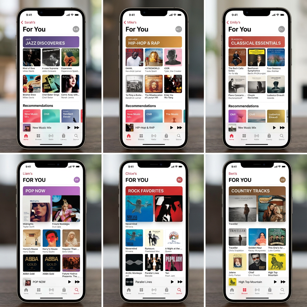 Personalized recommendations when you share Apple Music subscription with family