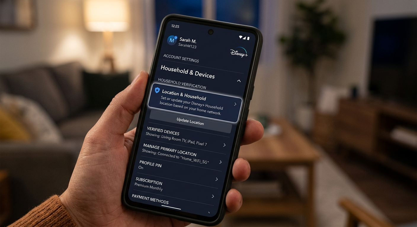 Disney Plus account settings showing away from home limit management options