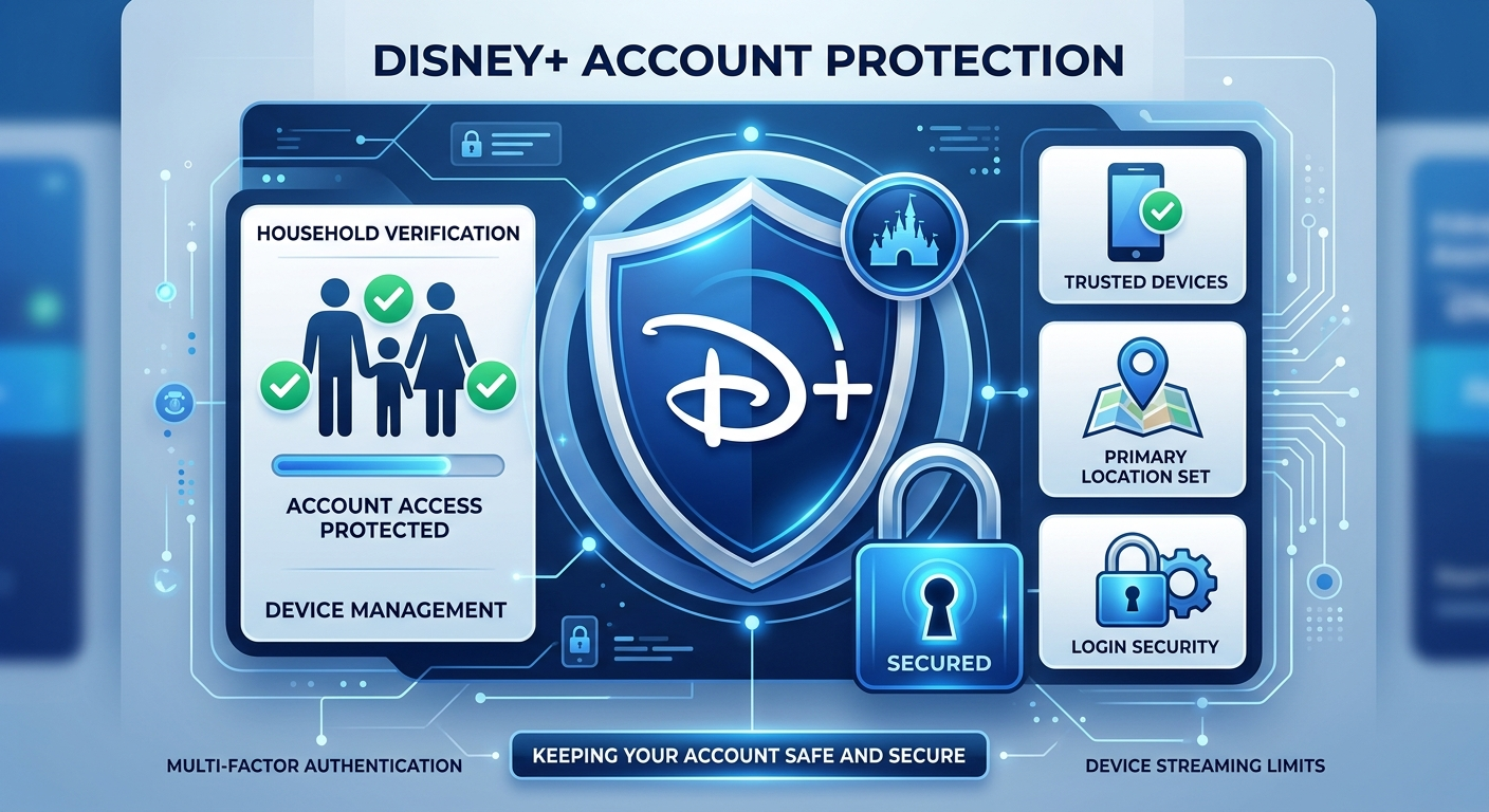 Disney Plus household verification and security for safe share play