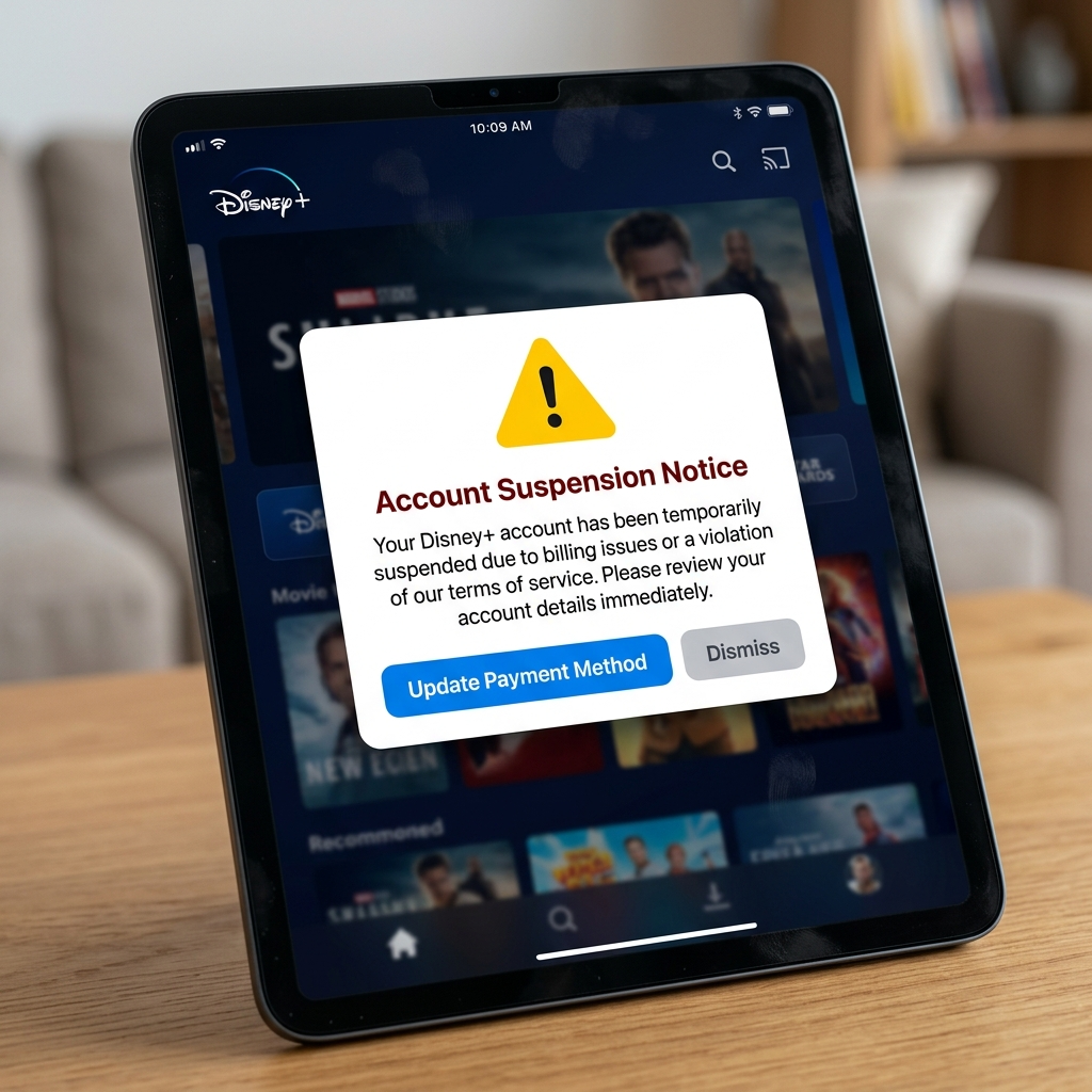 Disney Plus account suspension warning for sharing across different households