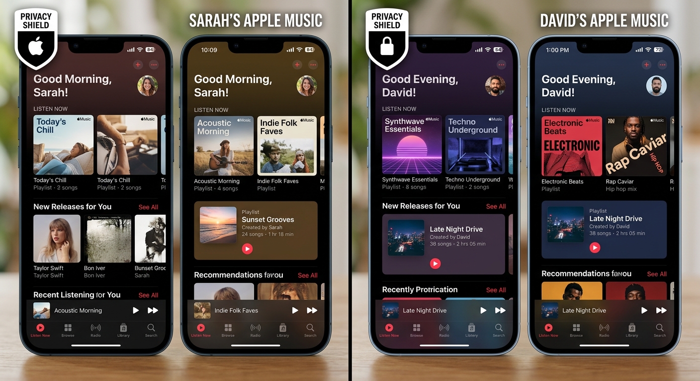 Privacy features showing individual libraries when you share Apple Music subscription with family