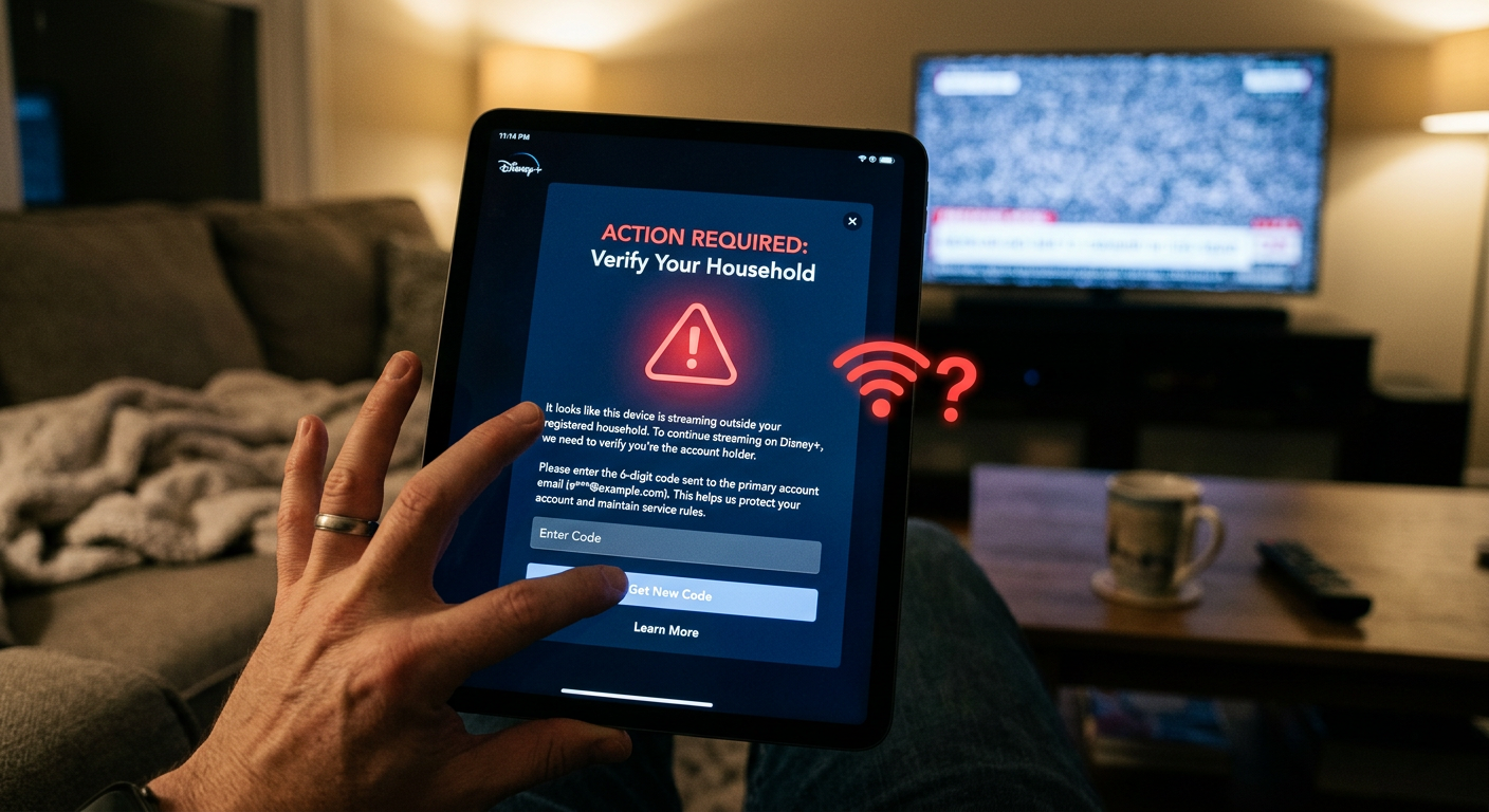 Disney Plus error screen showing away from home limit exceeded notification