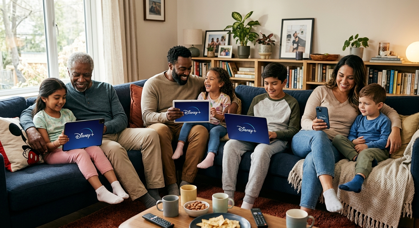 Multiple users streaming Disney Plus showing how to add an extra member benefits families