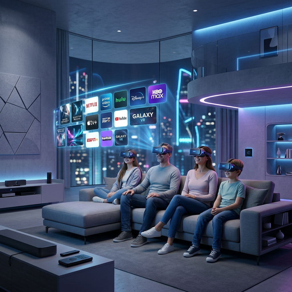 Family box subscription future trends showing VR technology and holographic interfaces