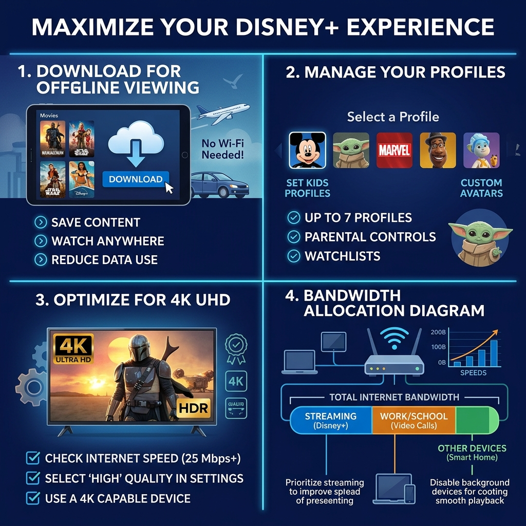 Optimization guide showing best practices for how many people can log into Disney Plus efficiently