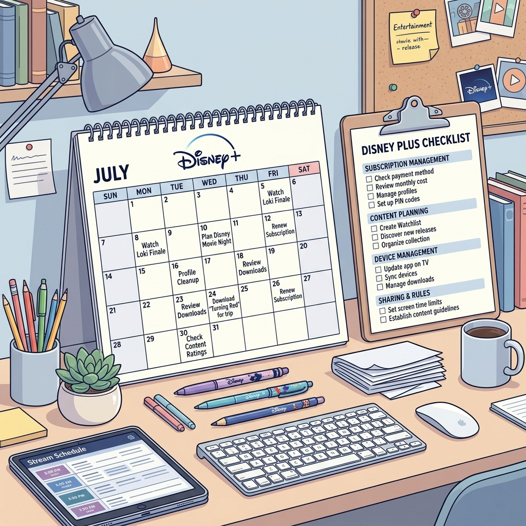 Disney Plus household management checklist and maintenance schedule for account holders